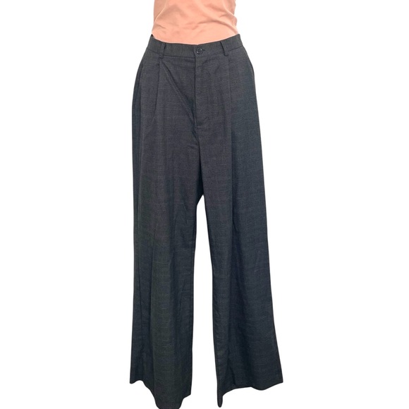 💙 Kendall & Kylie Gray/Blue Plaid Wide-Leg Trousers - Size Large - Picture 3 of 13